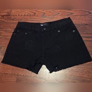 The Kooples "Anglaise" Black Denim Jean Shorts Frayed Hem